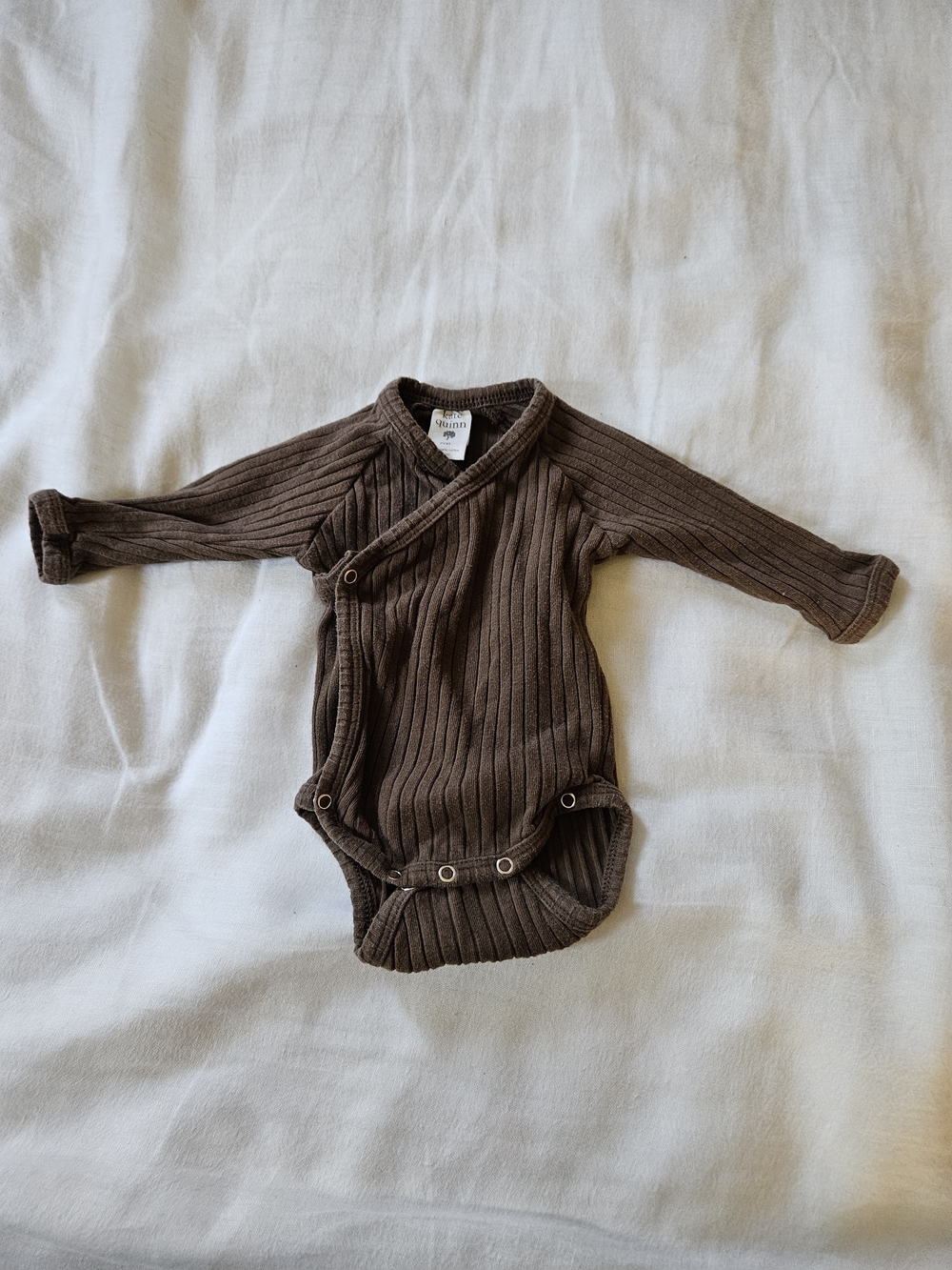 kate quinn Ribbed Long-sleeve Wrap Bodysuit Organic Cotton Newborn